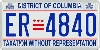 DC license plate ER4840