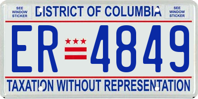 DC license plate ER4849