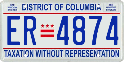 DC license plate ER4874