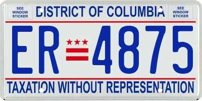 DC license plate ER4875
