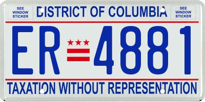 DC license plate ER4881