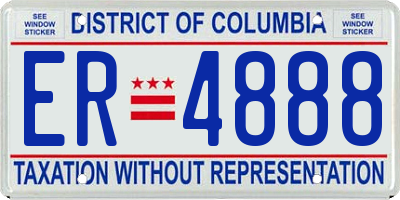 DC license plate ER4888