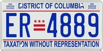 DC license plate ER4889
