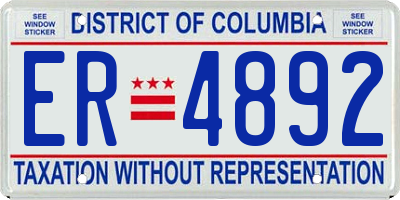 DC license plate ER4892