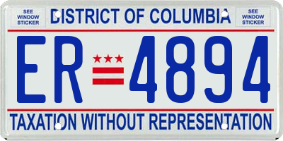 DC license plate ER4894