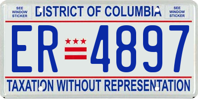 DC license plate ER4897