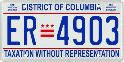 DC license plate ER4903