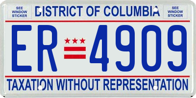 DC license plate ER4909