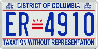 DC license plate ER4910
