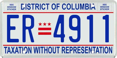 DC license plate ER4911