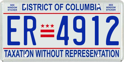 DC license plate ER4912