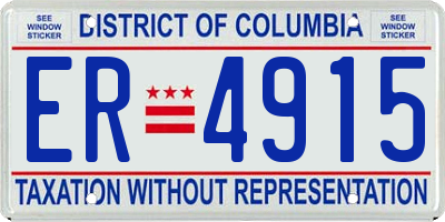 DC license plate ER4915