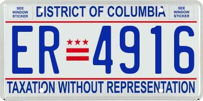 DC license plate ER4916