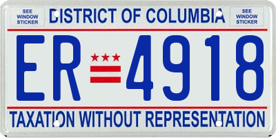 DC license plate ER4918