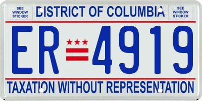 DC license plate ER4919