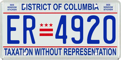 DC license plate ER4920