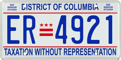 DC license plate ER4921