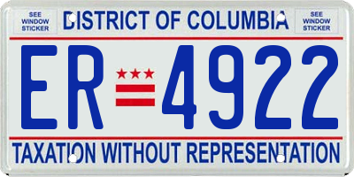 DC license plate ER4922