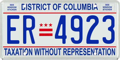 DC license plate ER4923