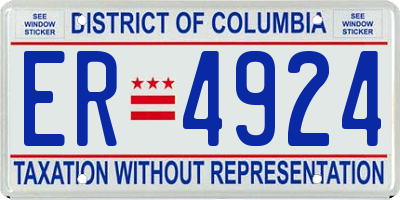 DC license plate ER4924