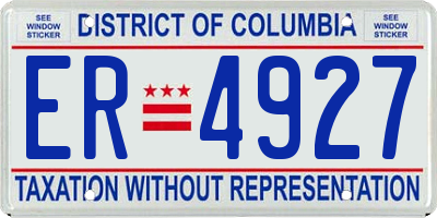 DC license plate ER4927