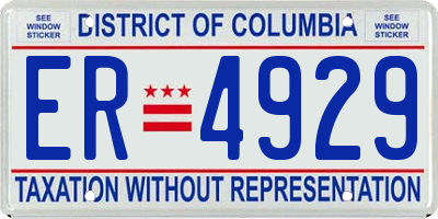DC license plate ER4929