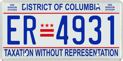 DC license plate ER4931