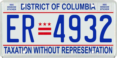 DC license plate ER4932