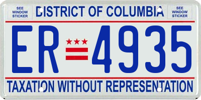 DC license plate ER4935