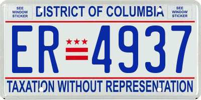 DC license plate ER4937