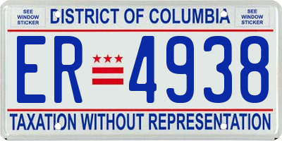 DC license plate ER4938