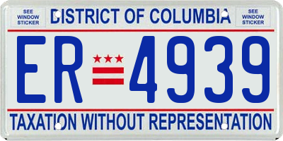 DC license plate ER4939