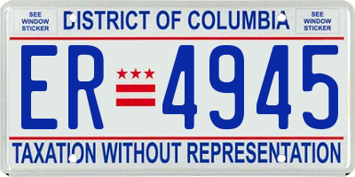 DC license plate ER4945