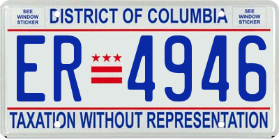 DC license plate ER4946
