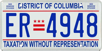 DC license plate ER4948