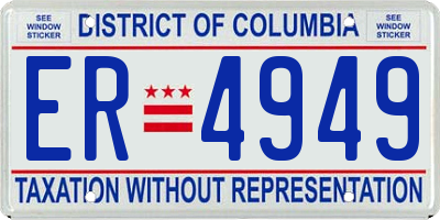 DC license plate ER4949