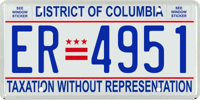 DC license plate ER4951