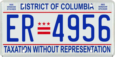 DC license plate ER4956
