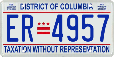 DC license plate ER4957