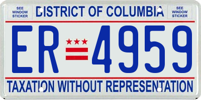 DC license plate ER4959