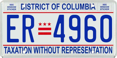 DC license plate ER4960