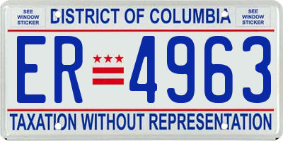 DC license plate ER4963