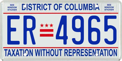 DC license plate ER4965