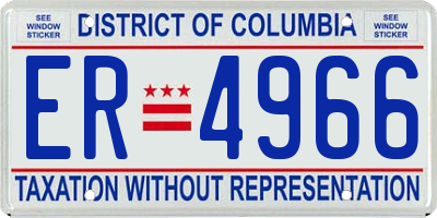 DC license plate ER4966