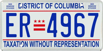 DC license plate ER4967