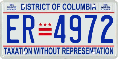 DC license plate ER4972