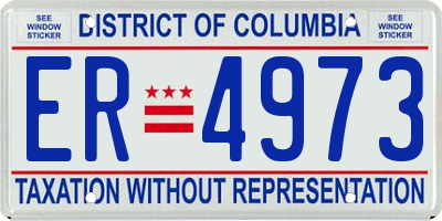 DC license plate ER4973