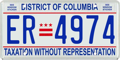 DC license plate ER4974