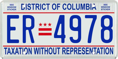DC license plate ER4978