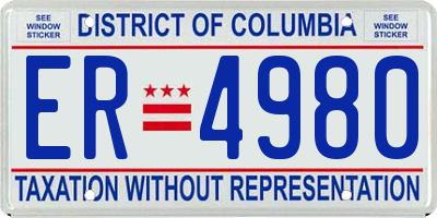 DC license plate ER4980